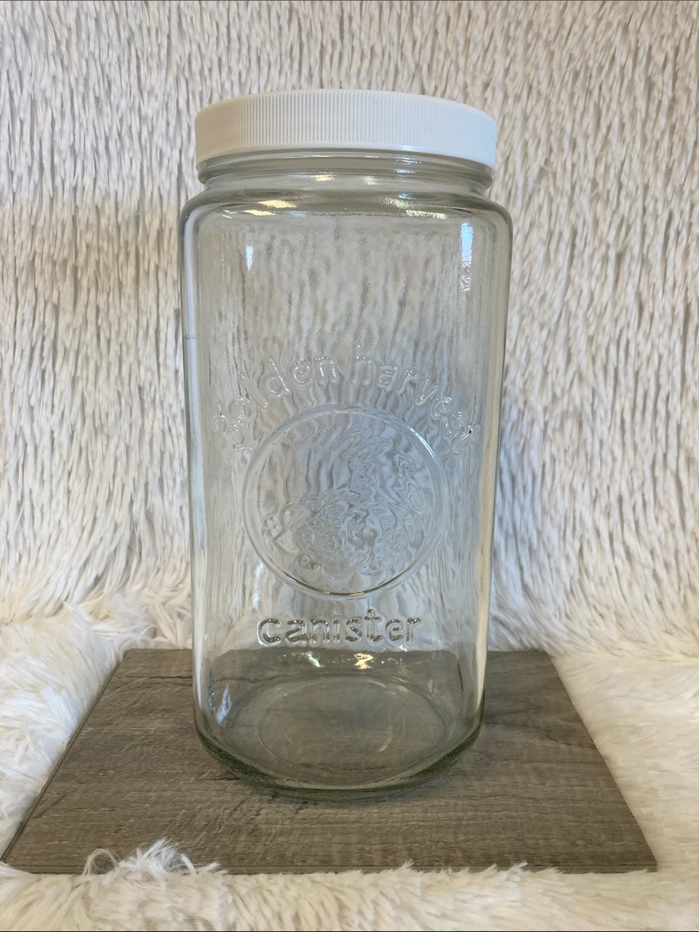 Golden Harvest Clear Glass Canister with White Lid